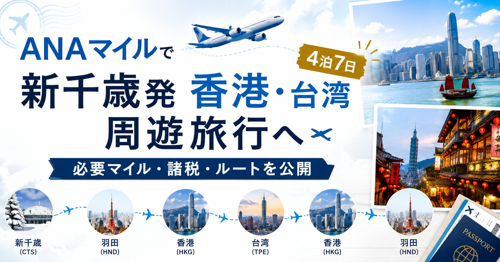 ANAマイルで新千歳発の香港台湾周遊旅行へ